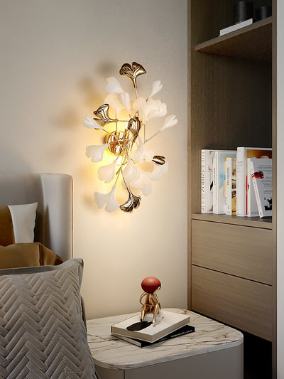 Oakes Postmodern Luxury Gingko Ceramics Wall Lamp
