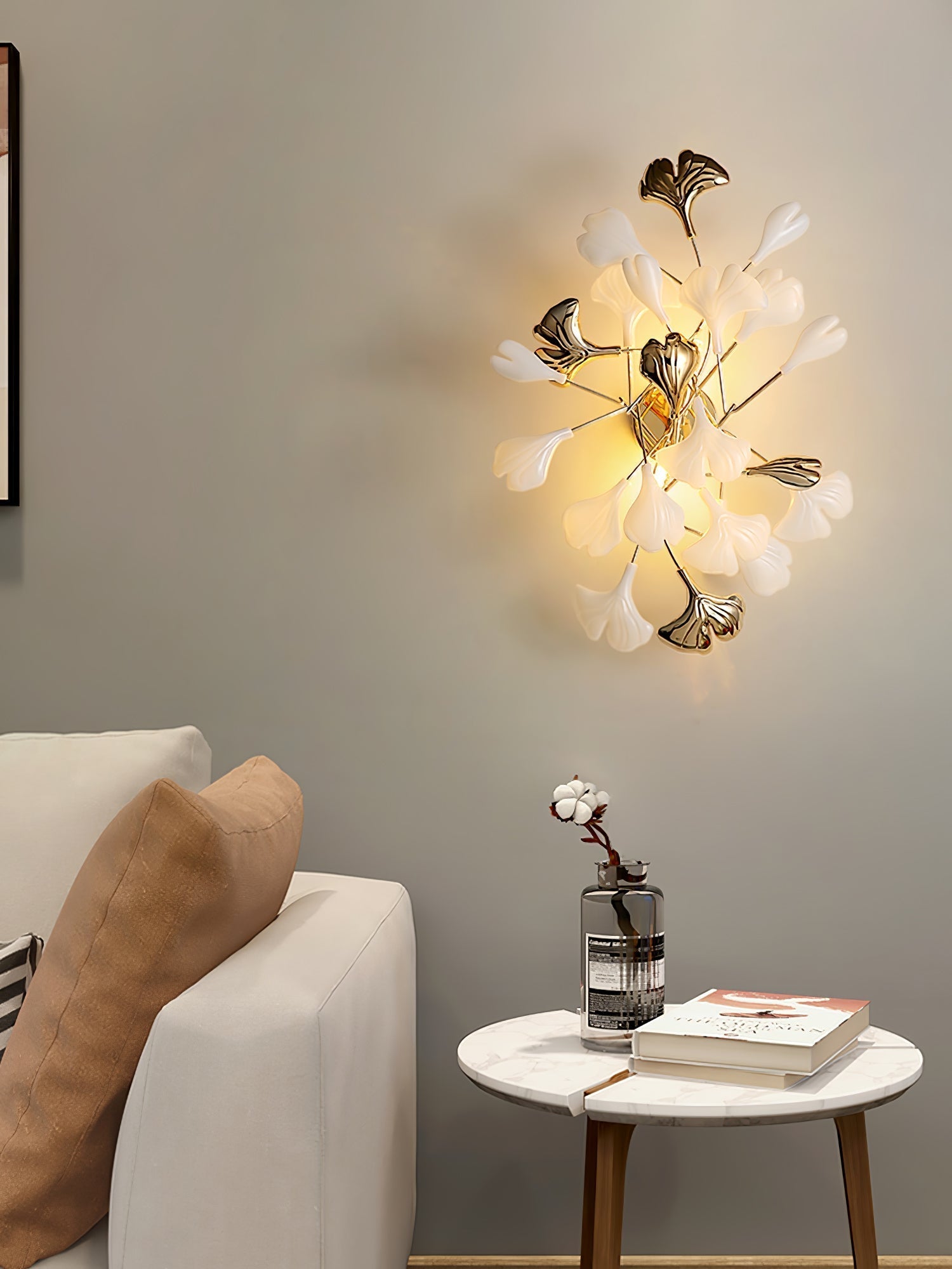 Oakes Postmodern Luxury Gingko Ceramics Wall Lamp