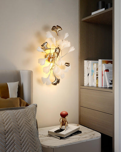 Oakes Postmodern Luxury Gingko Ceramics Wall Lamp
