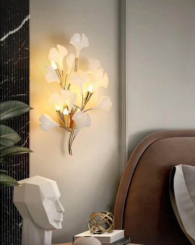 Oakes Postmodern Luxury Gingko Ceramics Wall Lamp