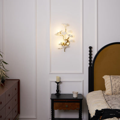 Oakes Postmodern Luxury Gingko Ceramics Wall Lamp
