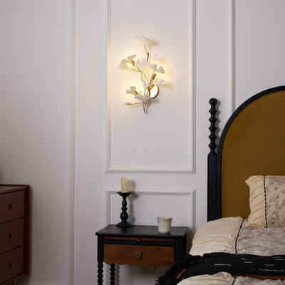 Oakes Postmodern Luxury Gingko Ceramics Wall Lamp
