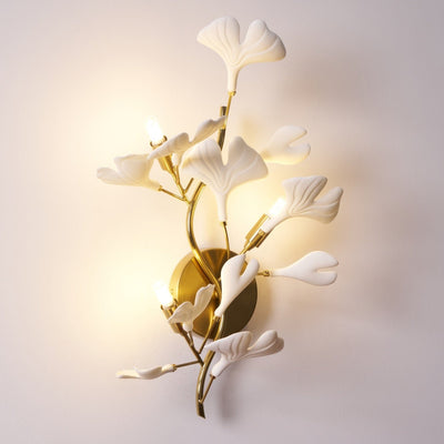 Oakes Postmodern Luxury Gingko Ceramics Wall Lamp
