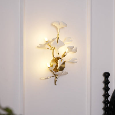 Oakes Postmodern Luxury Gingko Ceramics Wall Lamp