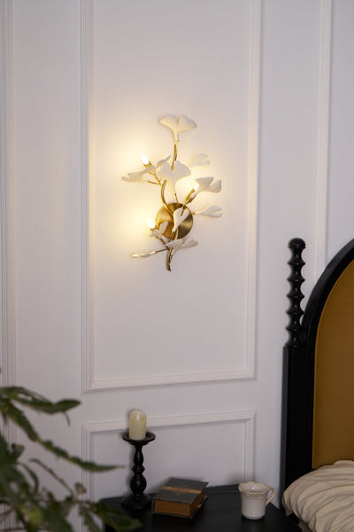 Oakes Postmodern Luxury Gingko Ceramics Wall Lamp