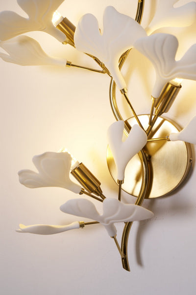 Oakes Postmodern Luxury Gingko Ceramics Wall Lamp