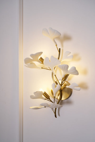 Oakes Postmodern Luxury Gingko Ceramics Wall Lamp