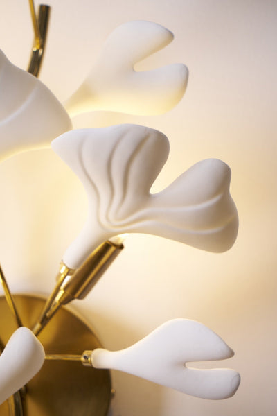 Oakes Postmodern Luxury Gingko Ceramics Wall Lamp