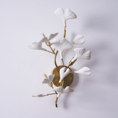 Oakes Postmodern Luxury Gingko Ceramics Wall Lamp