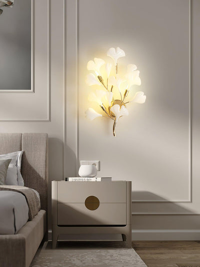 Oakes Postmodern Luxury Gingko Ceramics Wall Lamp