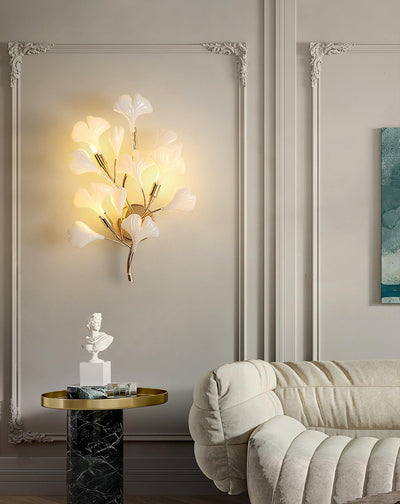 Oakes Postmodern Luxury Gingko Ceramics Wall Lamp