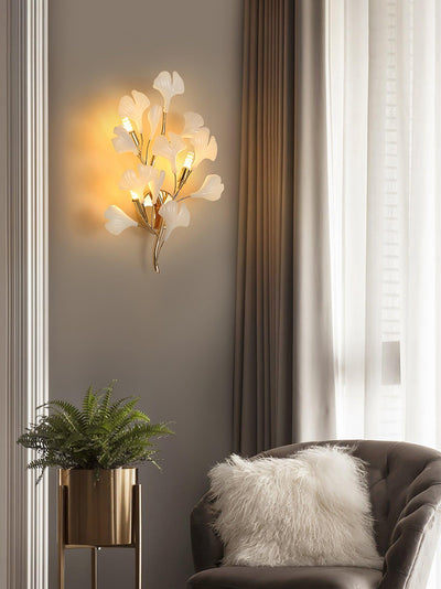 Oakes Postmodern Luxury Gingko Ceramics Wall Lamp