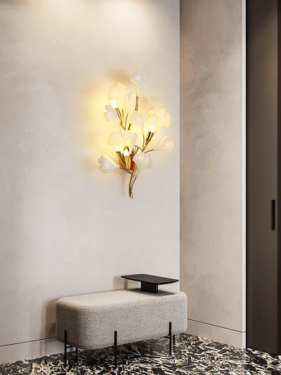 Oakes Postmodern Luxury Gingko Ceramics Wall Lamp