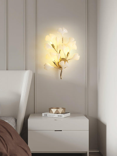 Oakes Postmodern Luxury Gingko Ceramics Wall Lamp