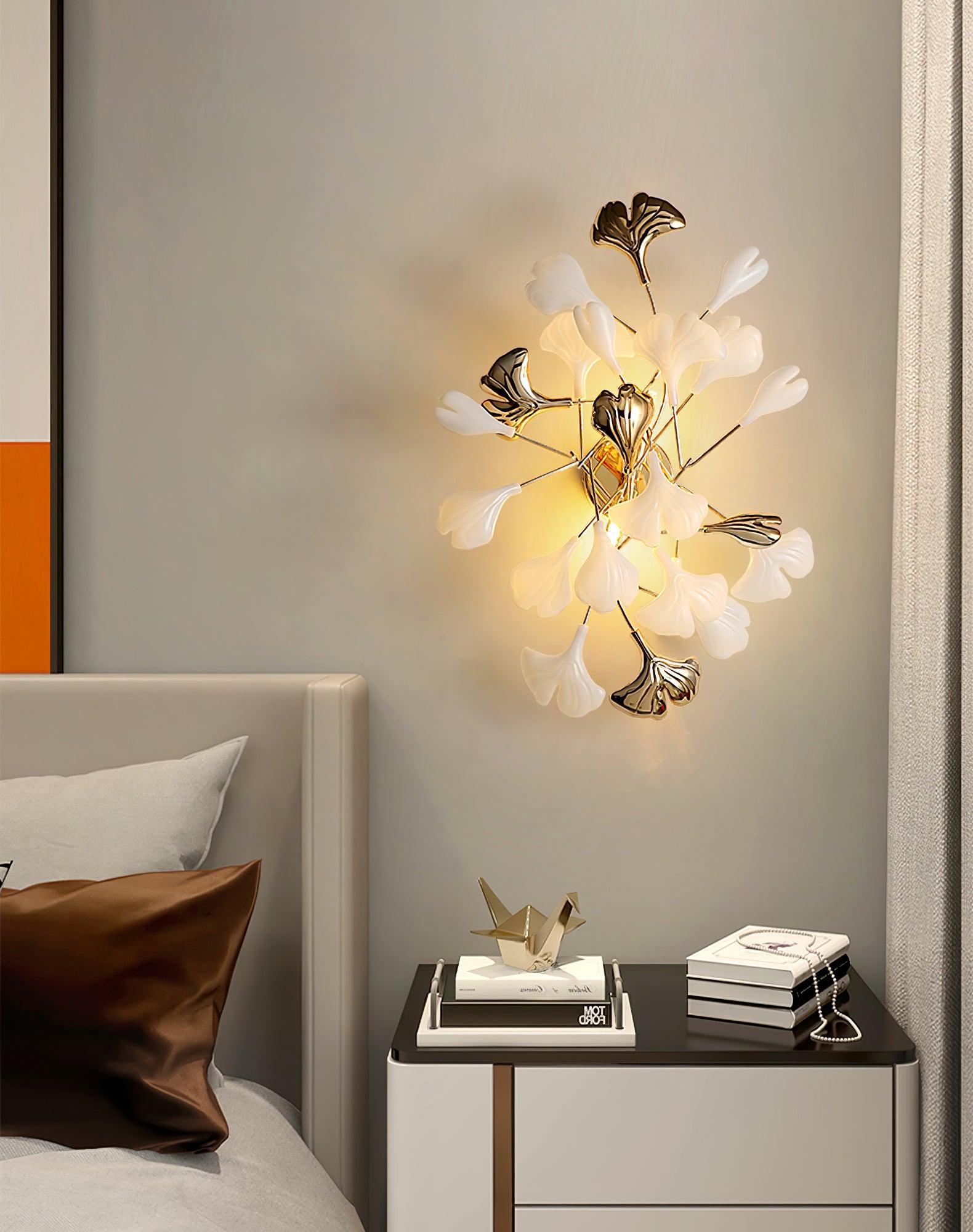 Oakes Postmodern Luxury Gingko Ceramics Wall Lamp