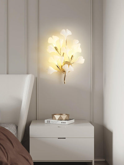 Oakes Postmodern Luxury Gingko Ceramics Wall Lamp