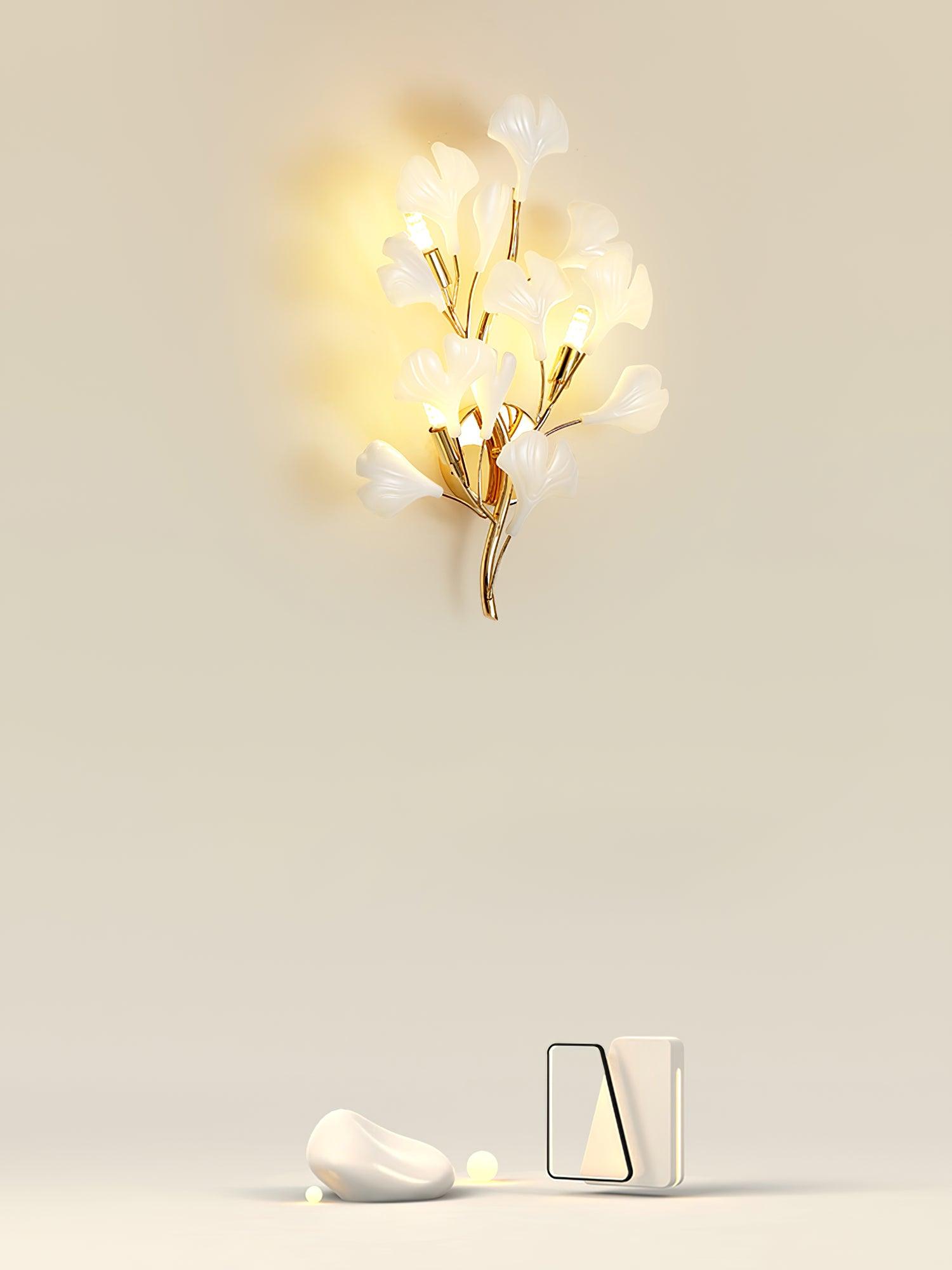 Oakes Postmodern Luxury Gingko Ceramics Wall Lamp