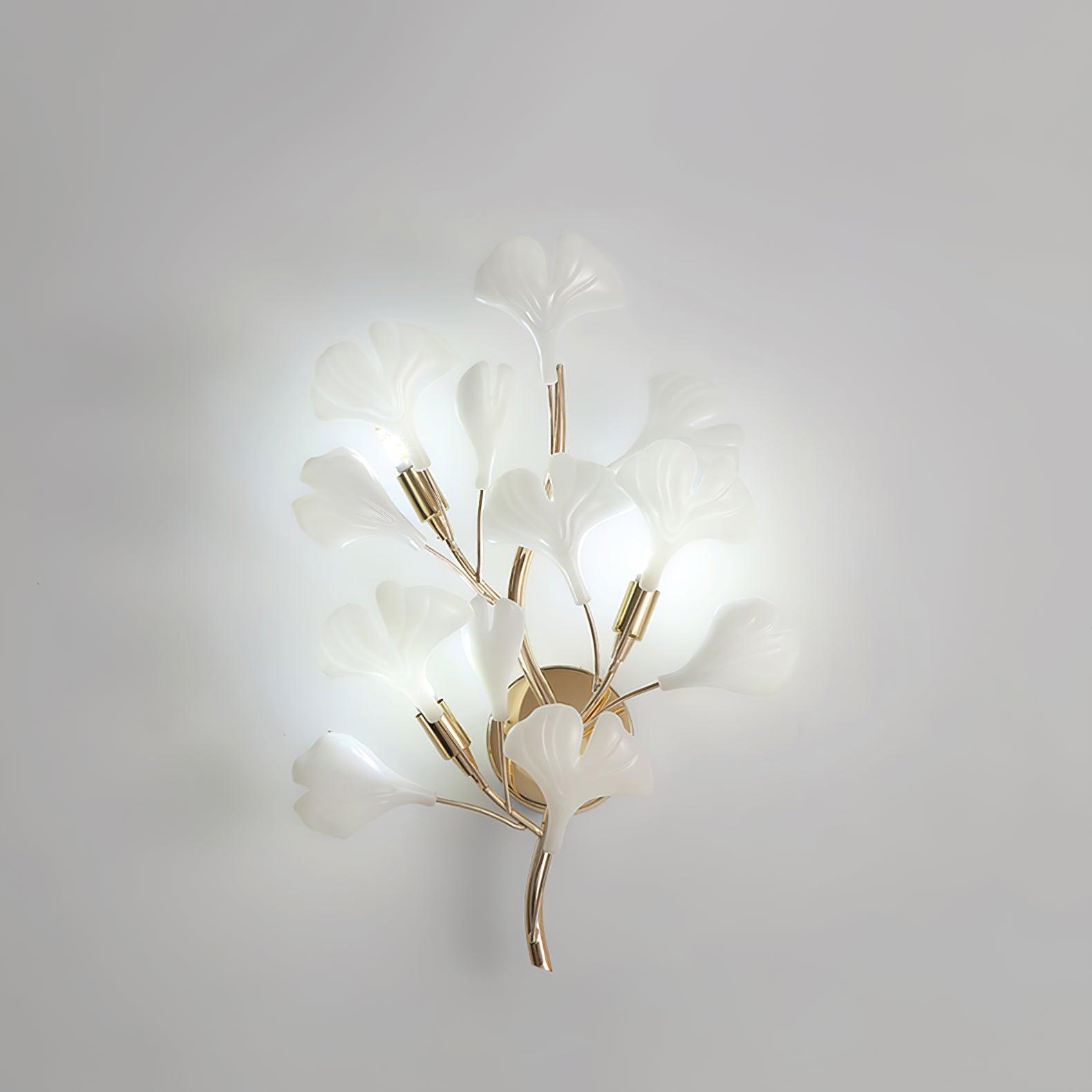 Oakes Postmodern Luxury Gingko Ceramics Wall Lamp