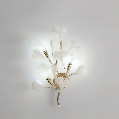 Oakes Postmodern Luxury Gingko Ceramics Wall Lamp