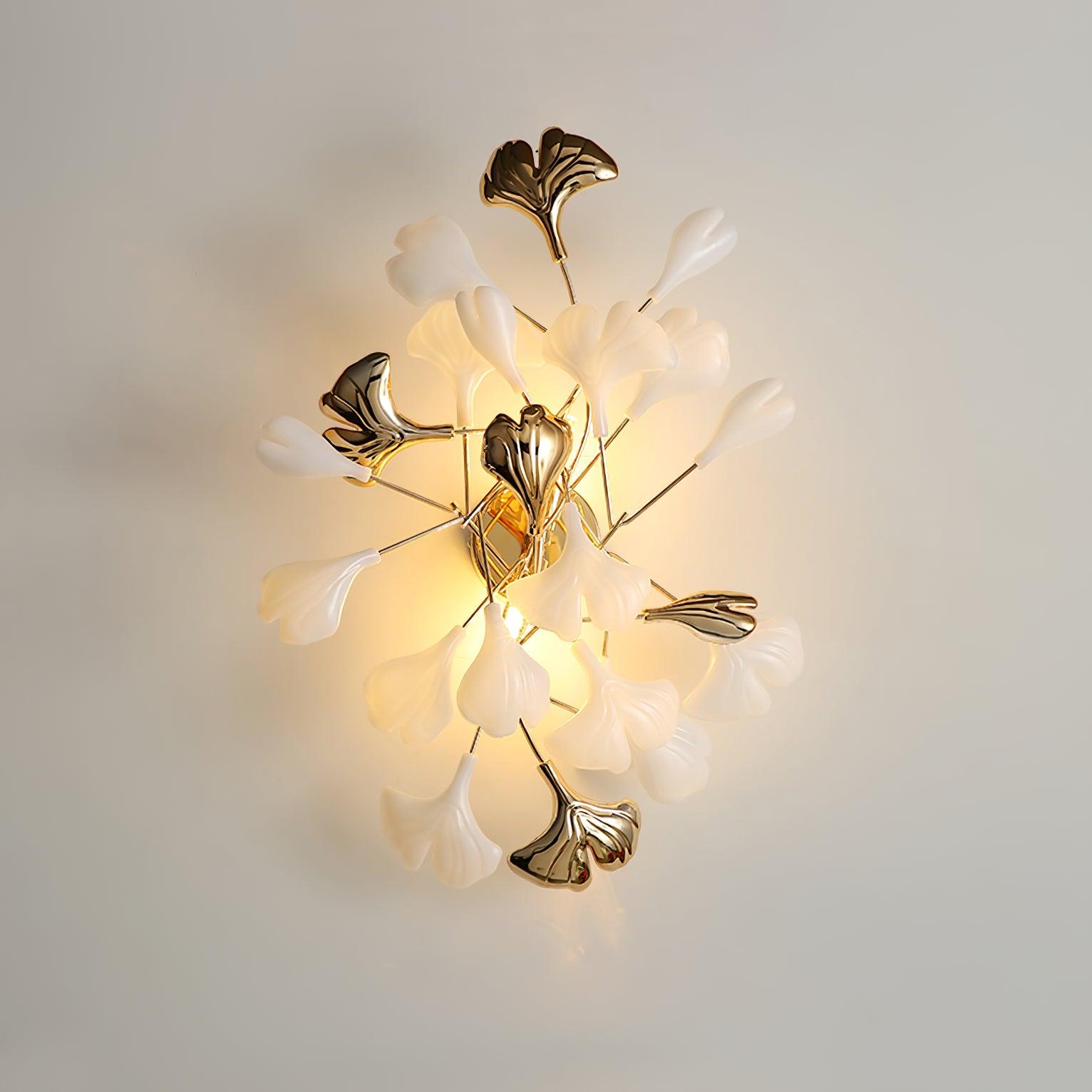 Oakes Postmodern Luxury Gingko Ceramics Wall Lamp