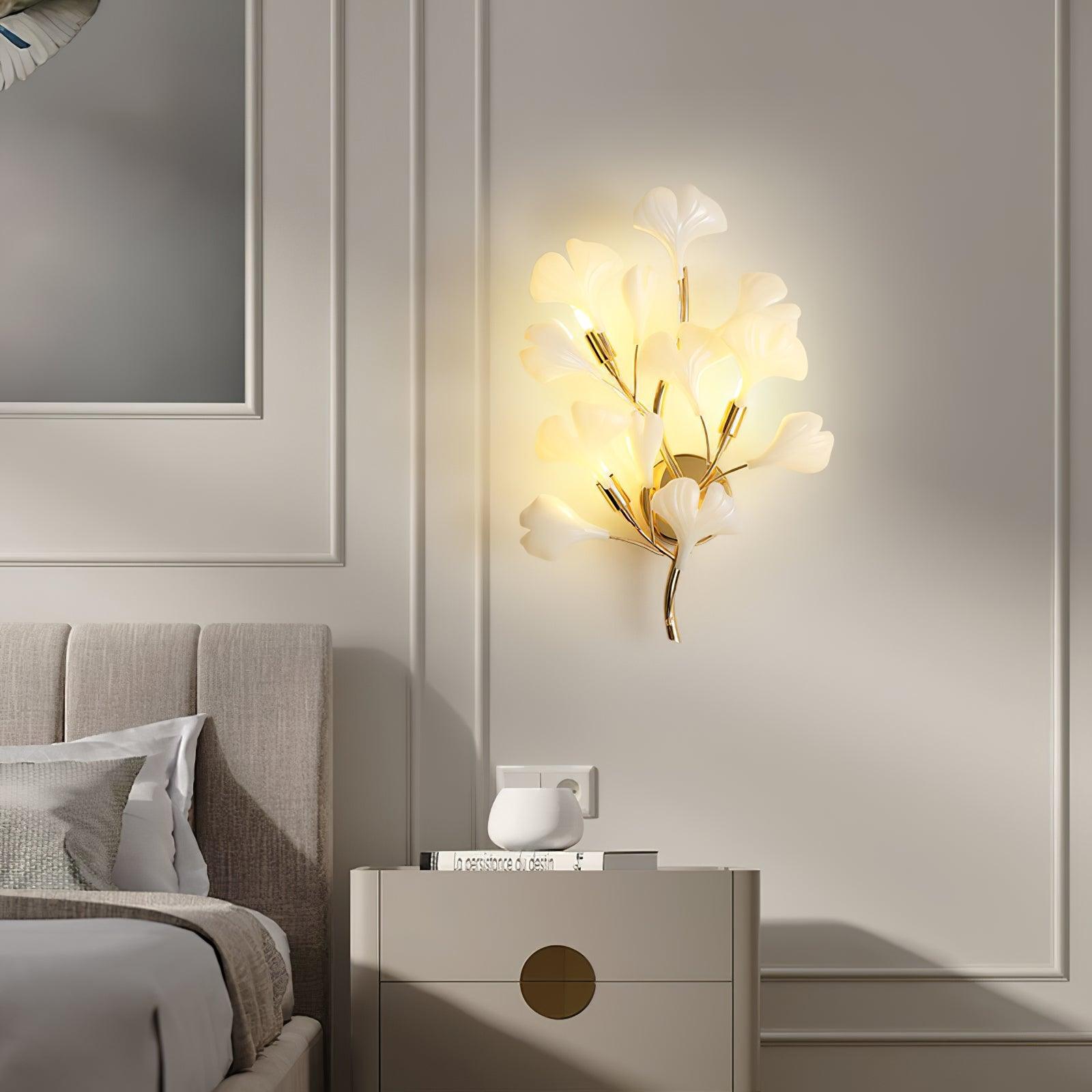 Oakes Postmodern Luxury Gingko Ceramics Wall Lamp