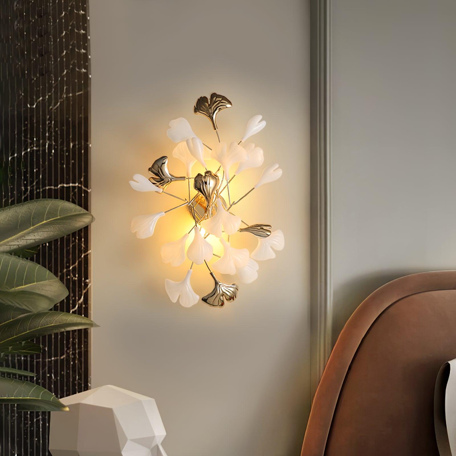 Oakes Postmodern Luxury Gingko Ceramics Wall Lamp
