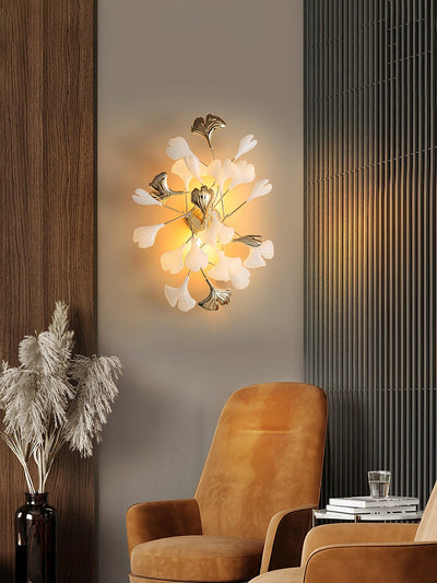 Oakes Postmodern Luxury Gingko Ceramics Wall Lamp