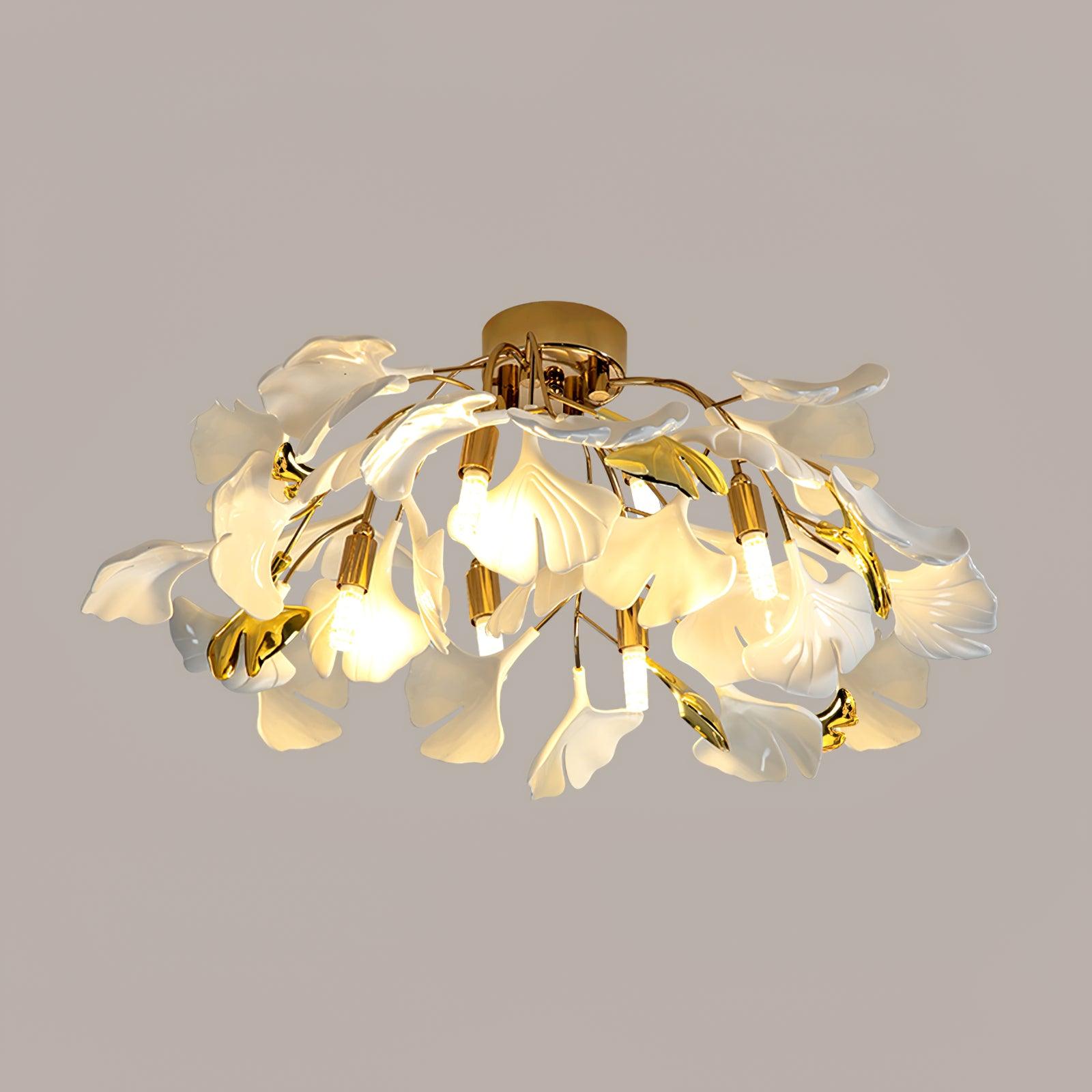 Solara Ceiling Lamp Gingko Leaves with Brass Branch - Neutral Decor