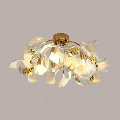 Solara Ceiling Lamp Gingko Leaves with Brass Branch - Neutral Decor