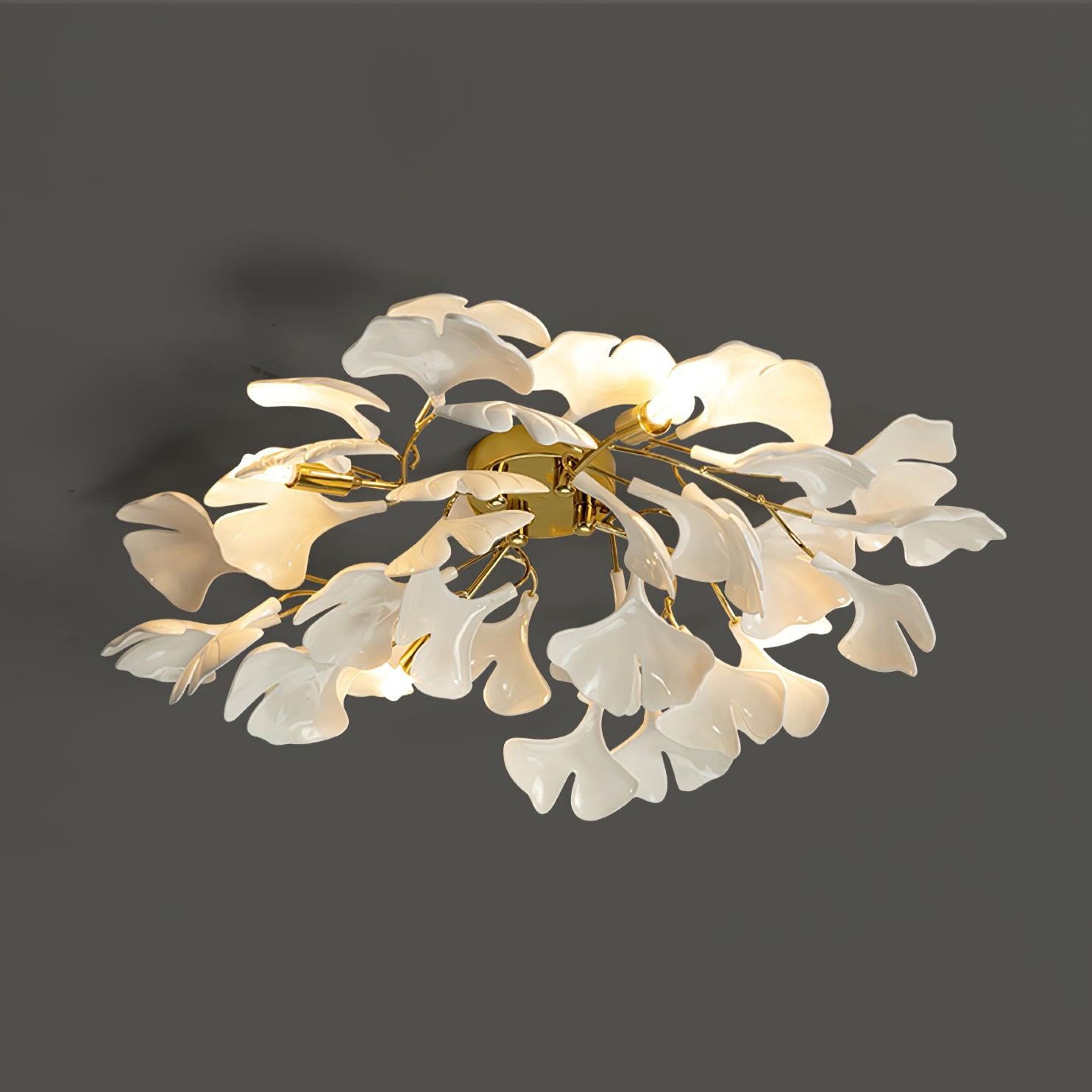 Solara Ceiling Lamp Gingko Leaves with Brass Branch - Neutral Decor