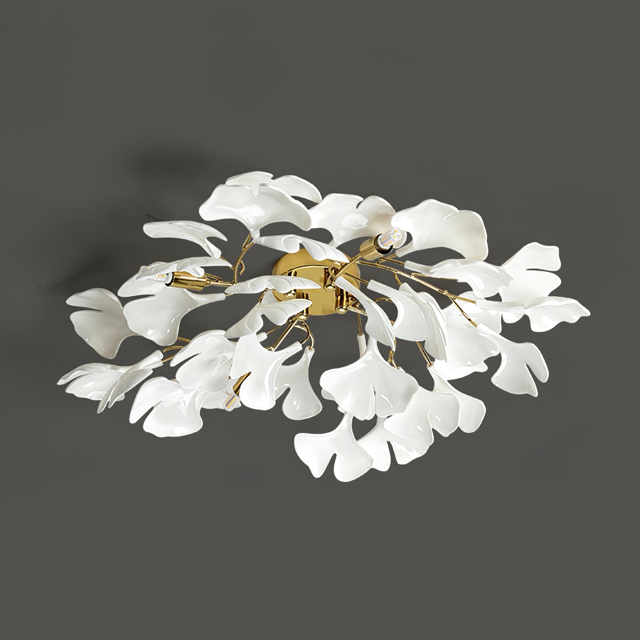 Solara Ceiling Lamp Gingko Leaves with Brass Branch - Neutral Decor