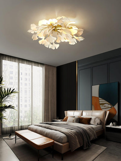 Solara Ceiling Lamp Gingko Leaves with Brass Branch - Neutral Decor