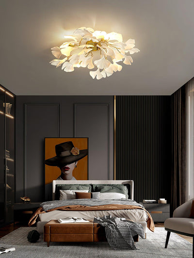 Solara Ceiling Lamp Gingko Leaves with Brass Branch - Neutral Decor