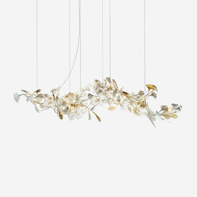 Chandelier Frame Ceramic Gingko Leaf Shade White Gold Modern - Neutral Decor