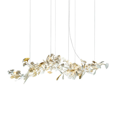 Chandelier Frame Ceramic Gingko Leaf Shade White Gold Modern - Neutral Decor