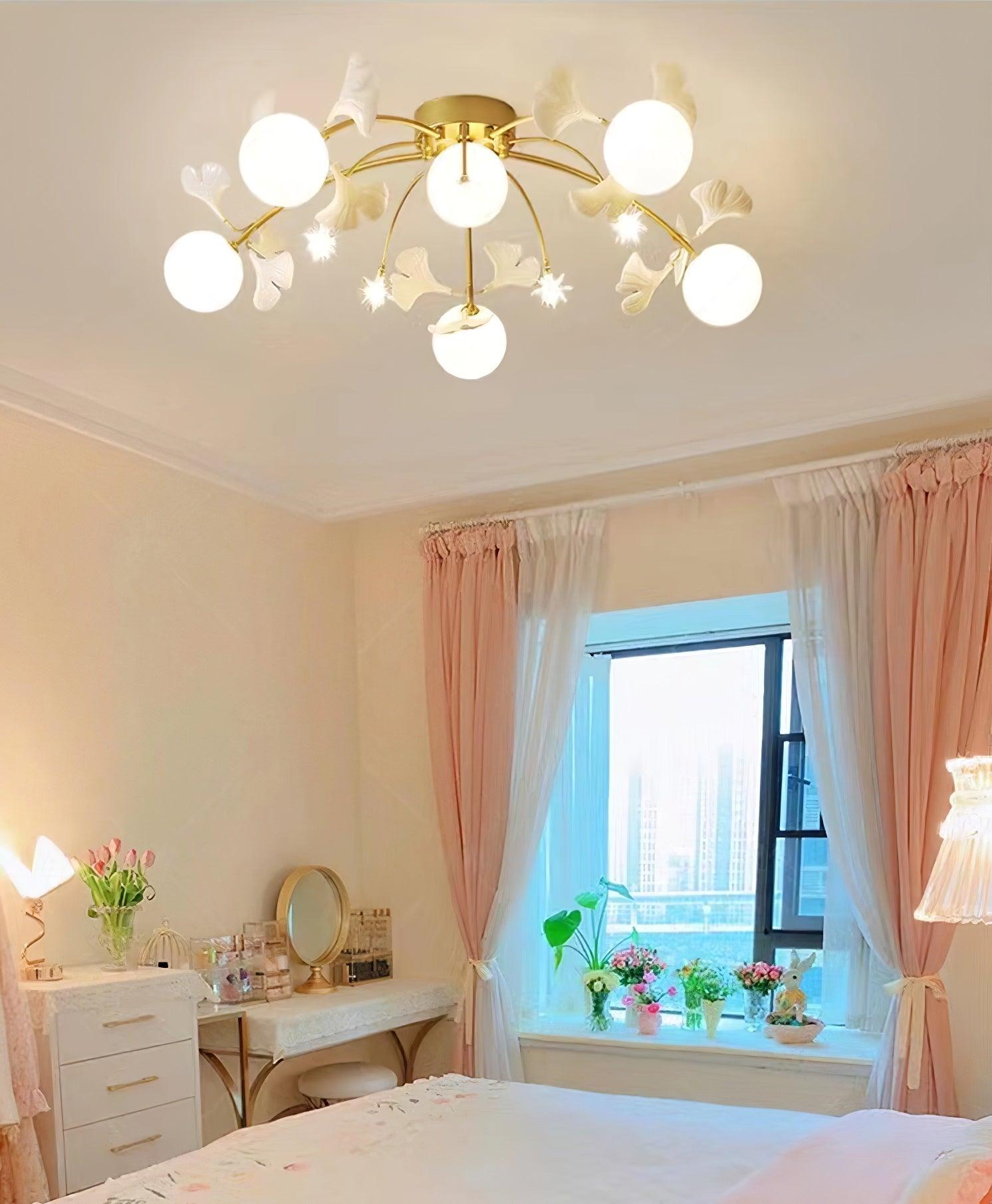 Celalaya Ceiling Lamp Ginkgo Glass for Living Room