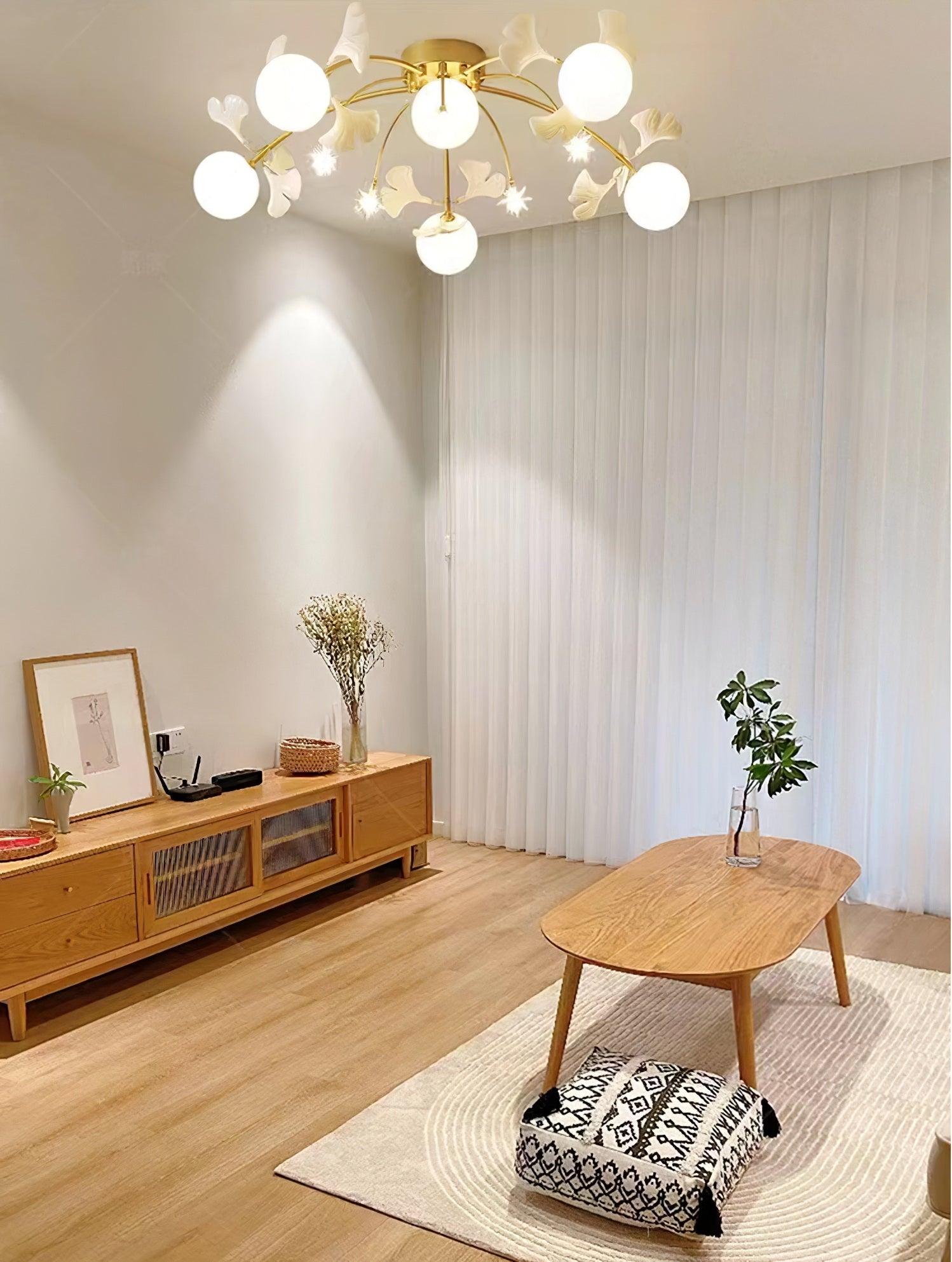 Celalaya Ceiling Lamp Ginkgo Glass for Living Room
