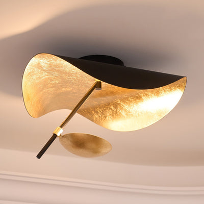 Solenena Ceiling Lamp Curved Shade and Gold Interior