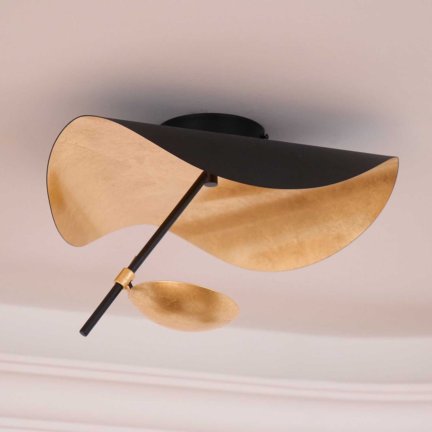 Solenena Ceiling Lamp Curved Shade and Gold Interior