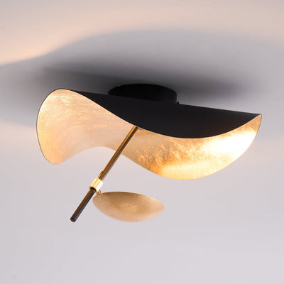 Solenena Ceiling Lamp Curved Shade and Gold Interior