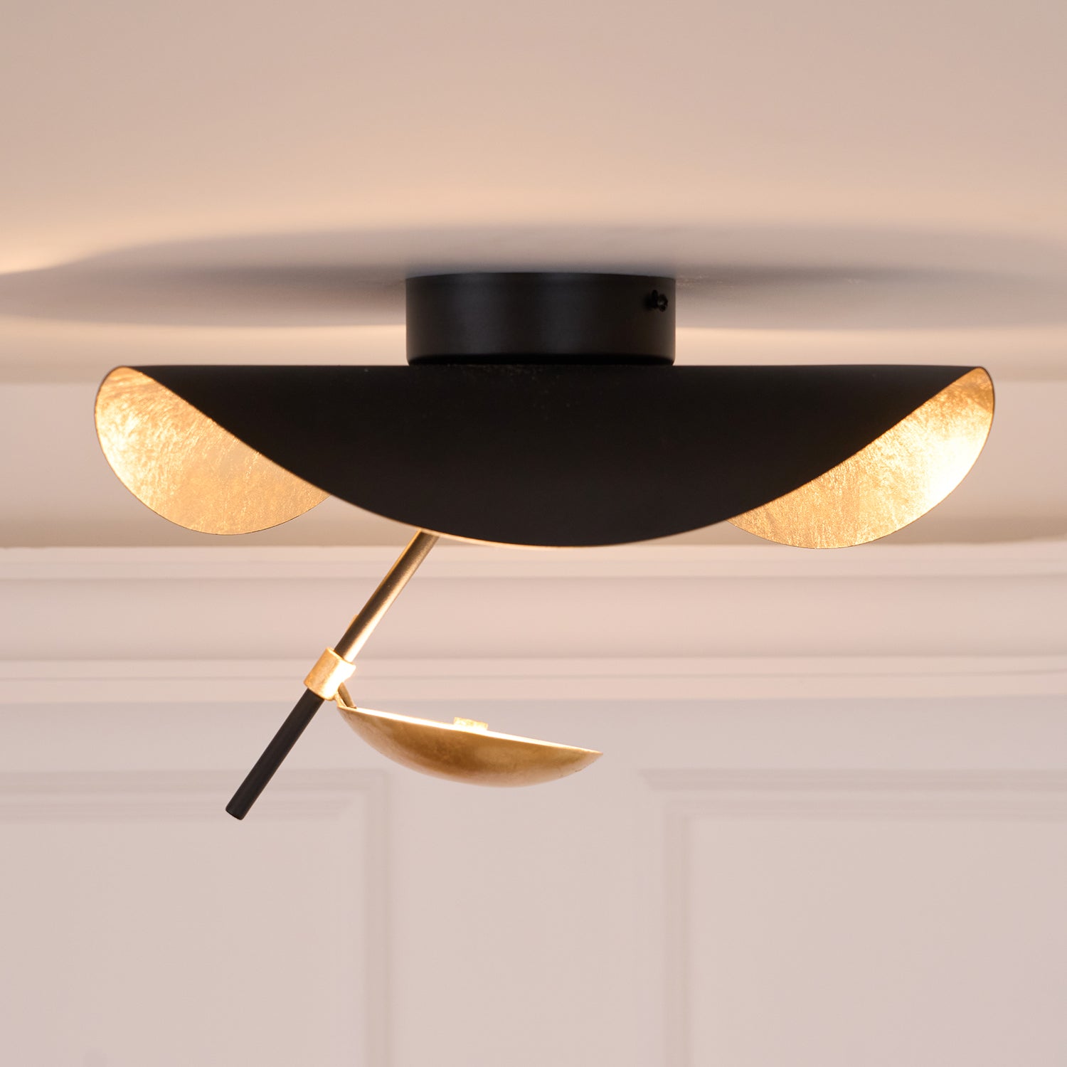 Solenena Ceiling Lamp Curved Shade and Gold Interior