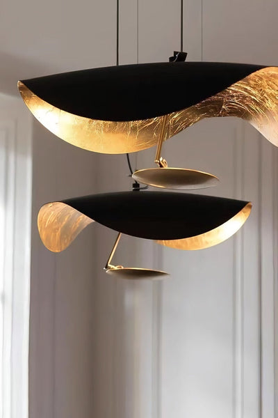 Aurisina Pendant Lamp Black Gold Curved Shade