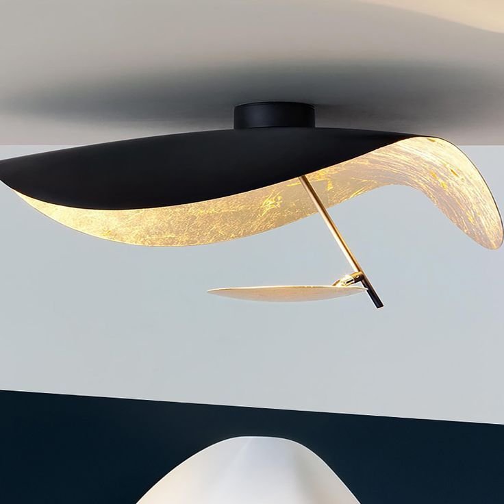 Solenena Ceiling Lamp Curved Shade and Gold Interior