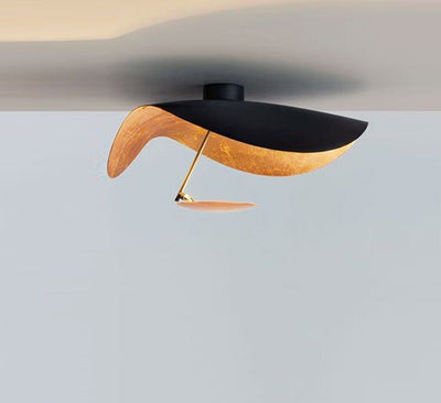 Solenena Ceiling Lamp Curved Shade and Gold Interior