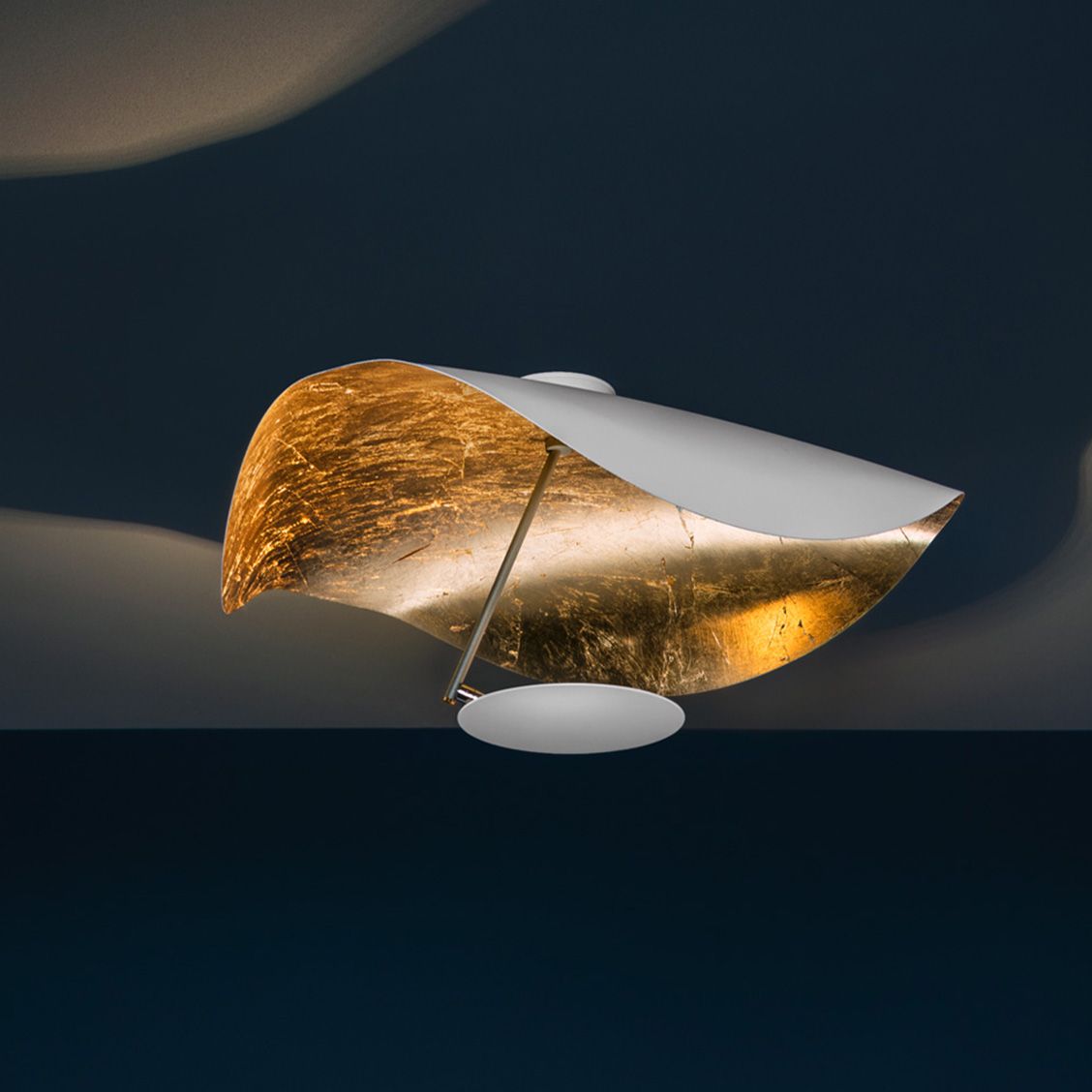 Solenena Ceiling Lamp Curved Shade and Gold Interior