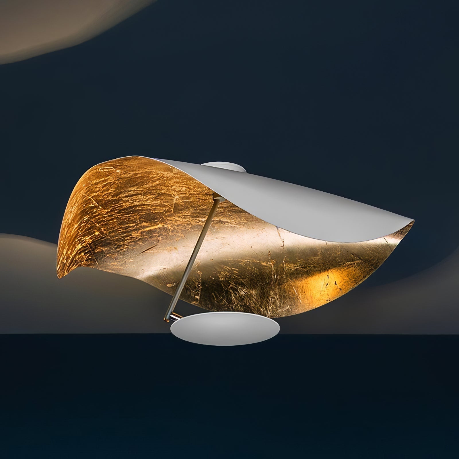 Solenena Ceiling Lamp Curved Shade and Gold Interior