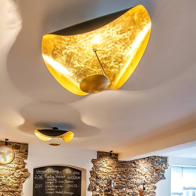 Solenena Ceiling Lamp Curved Shade and Gold Interior