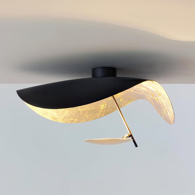 Solenena Ceiling Lamp Curved Shade and Gold Interior