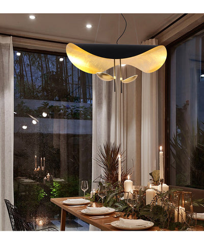 Aurisina Pendant Lamp Black Gold Curved Shade