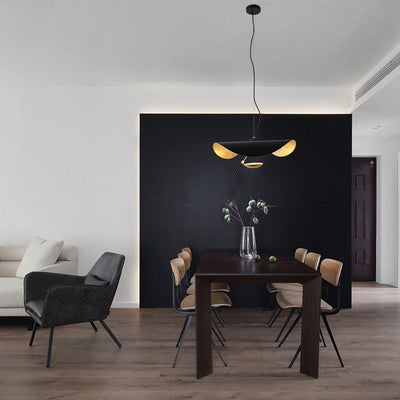 Aurisina Pendant Lamp Black Gold Curved Shade
